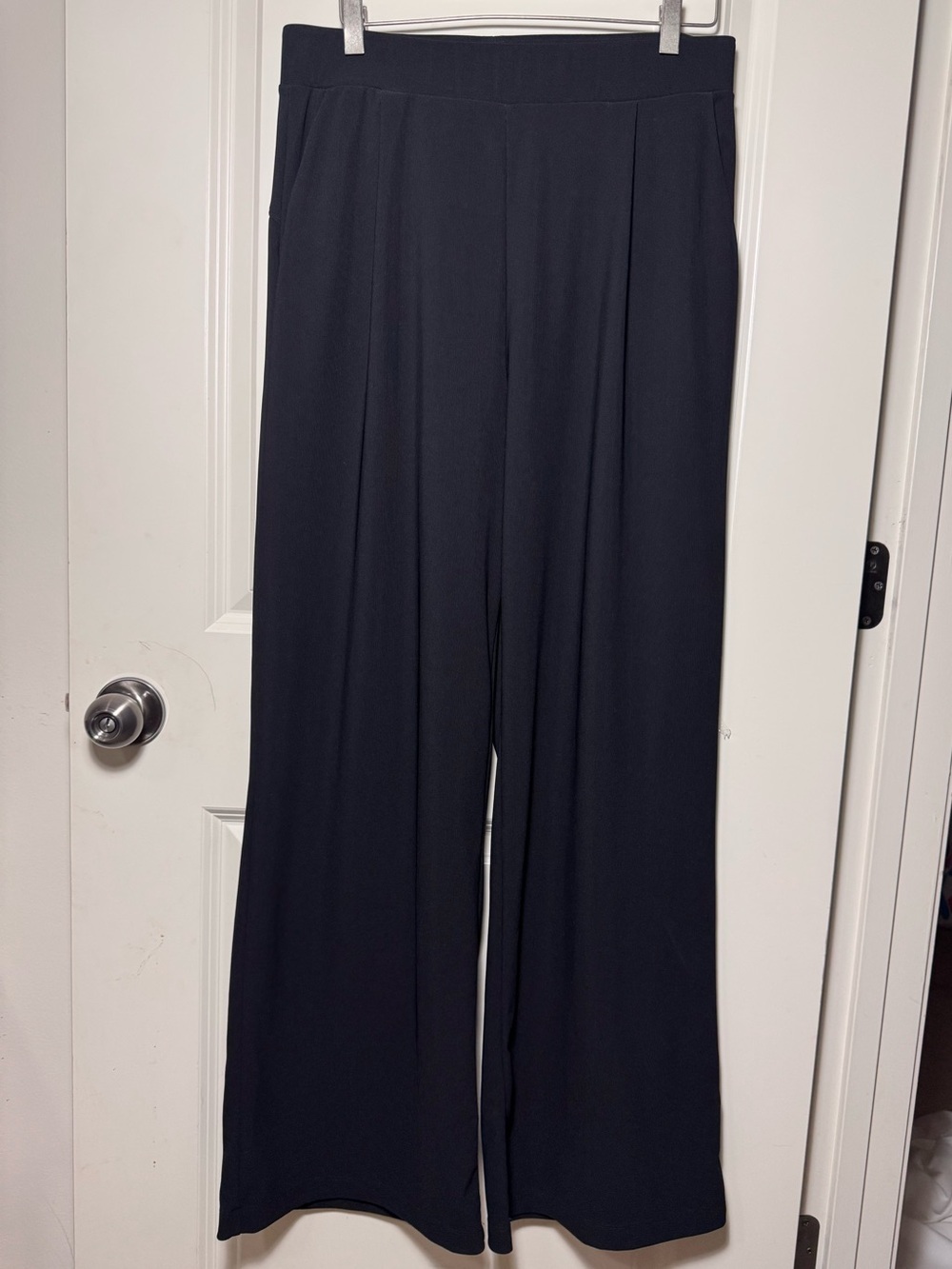 Halara Women's Black Dress Pants L Tall Pleated Front Wide-Leg Stretch